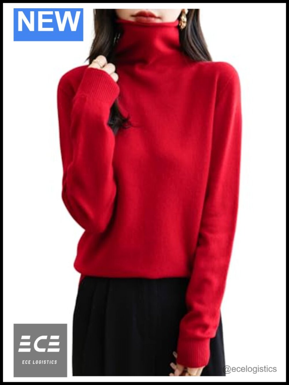 100% Merino Wool Turtleneck Sweater Seamless Long Sleeve Pullover